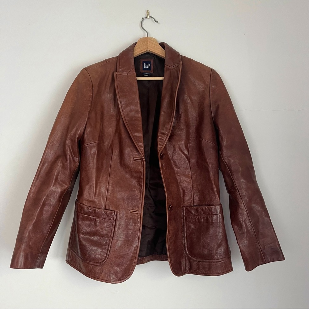 Vintage Gap cognac leather blazer / jacket